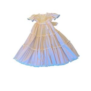Jill Maxi Dress Pink Swiss Dot Vintage Tiered Lace Trim Prairie Sash Tie Dress